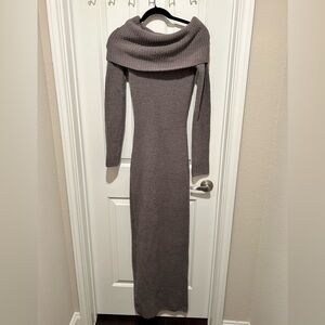 knee length dresses for ladies SKIMS Soft Lounge Turtleneck Long Sleeve Slip Dress Onyx